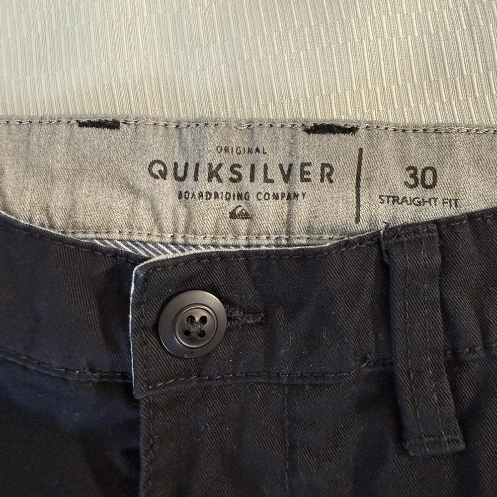 Quiksilver Pants Adult 34 Black Chino Straight Tapered Outdoor Casual Mens 30/32